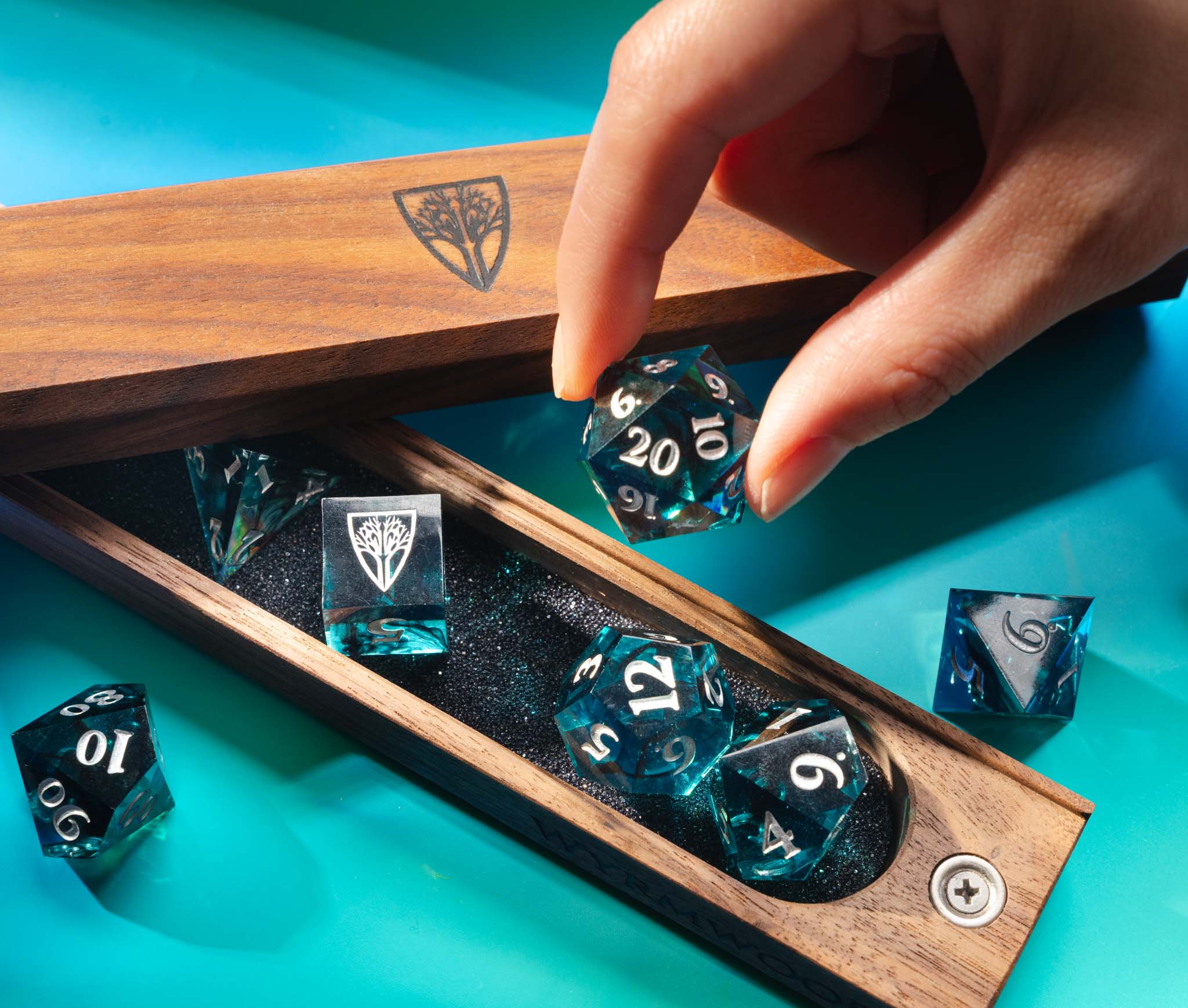 resin-dice-dredge-set-7-black-walnut-dice-vault-action
