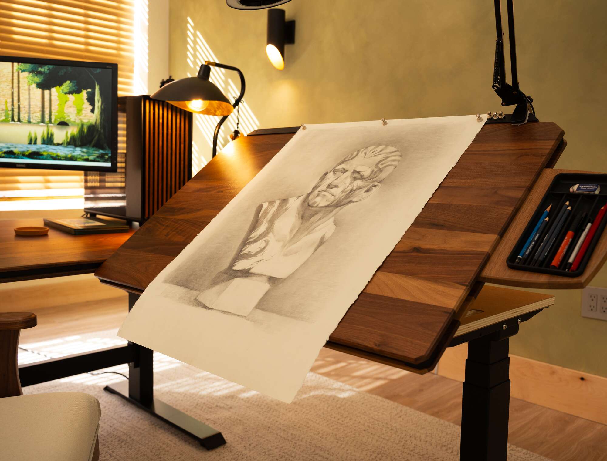 Desk Extension - drawing surface closeup with sketch