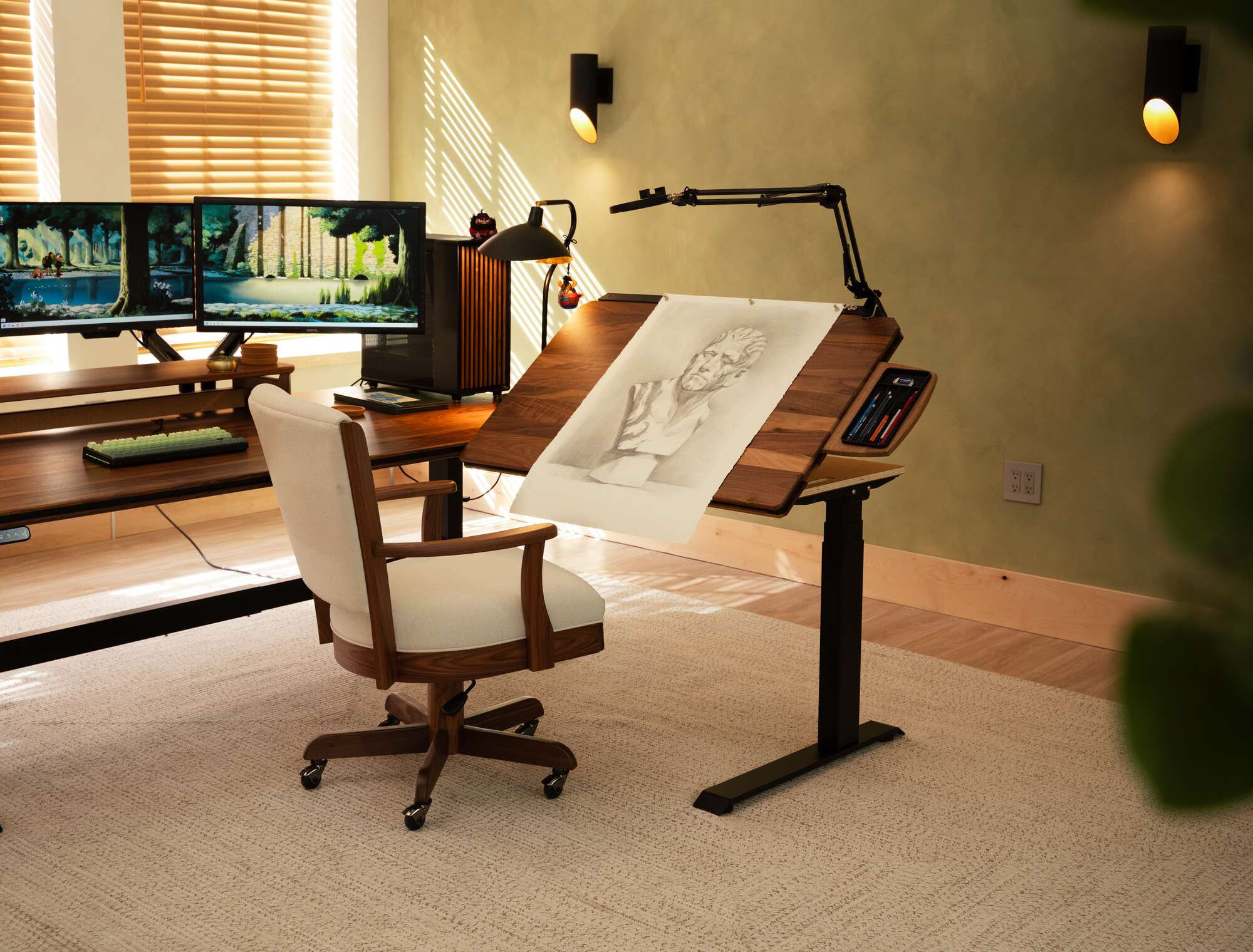Desk Extension - extension tilted with drawing angle view