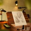 Desk Extension - wider view with charcoal sketch
